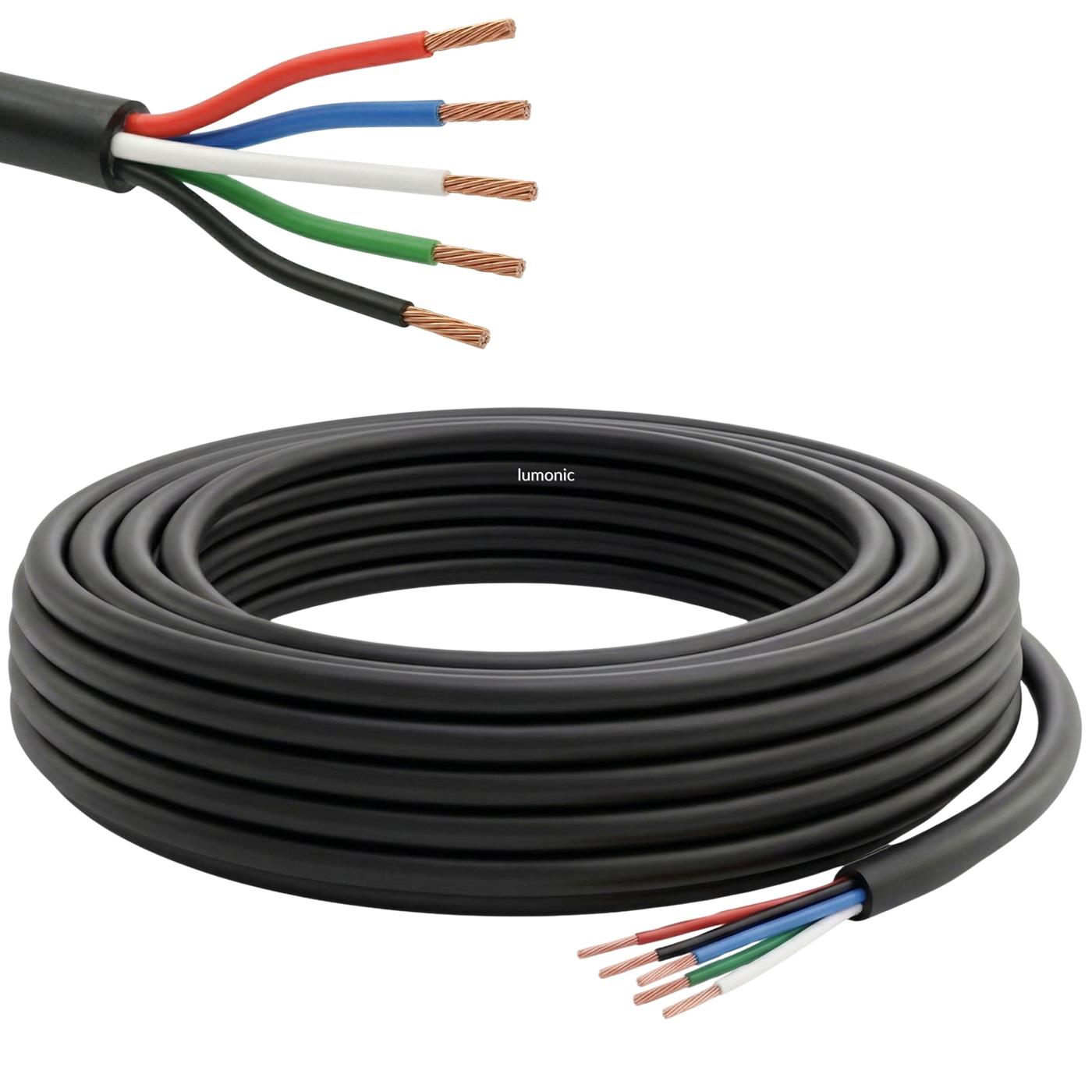1m RGBW LED Steuerleitung 5x 0,34mm² LiYY Verlängerung 5 adrig Stromkabel Schwarz UV beständig