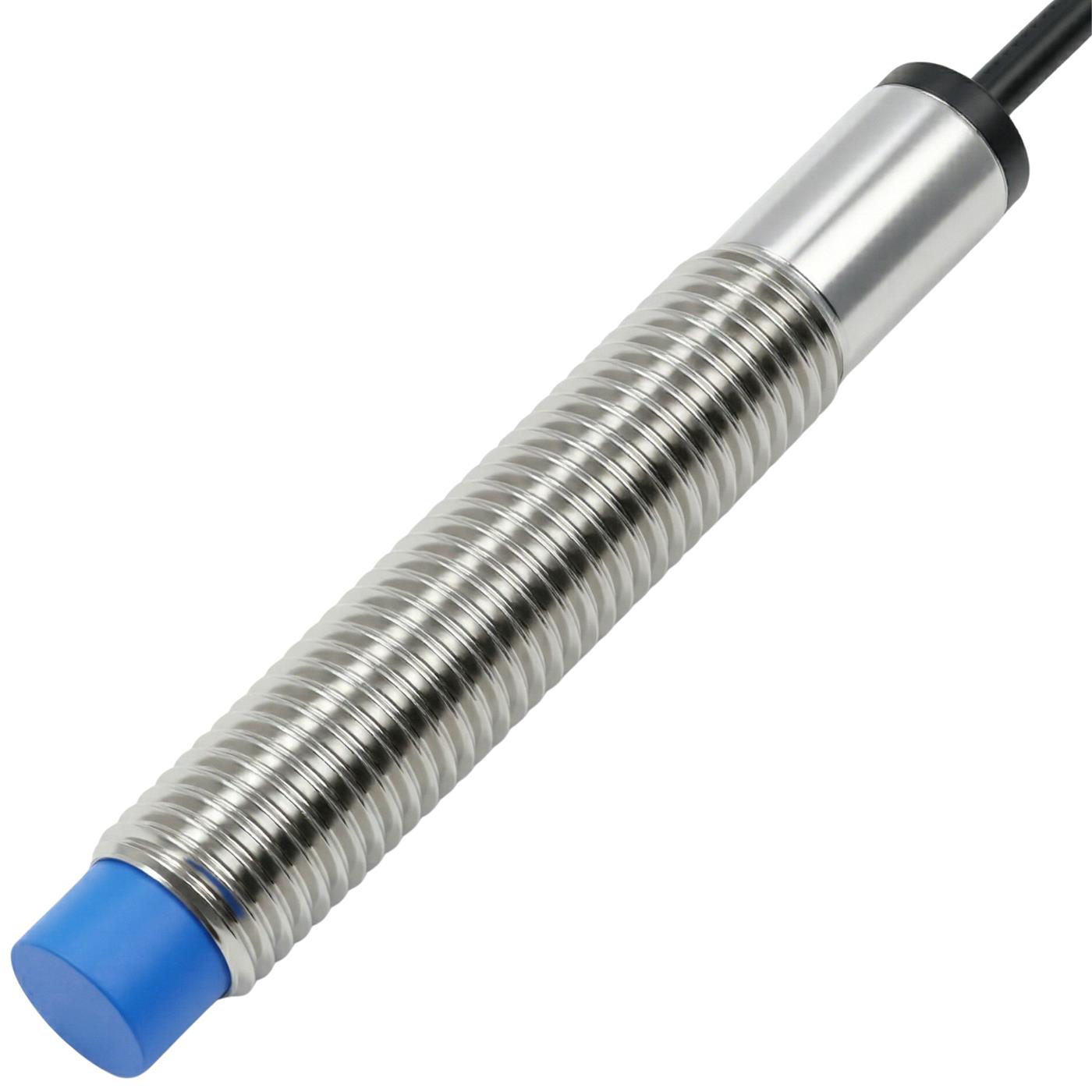 Näherungsschalter , M8 ?8mm, 6…36V DC, Schließer, NPN, IP67, Erfassungsbereich < 2mm, Näherungssensor aus Messing, vernickelt, Endschalter mit offenem Kabelende