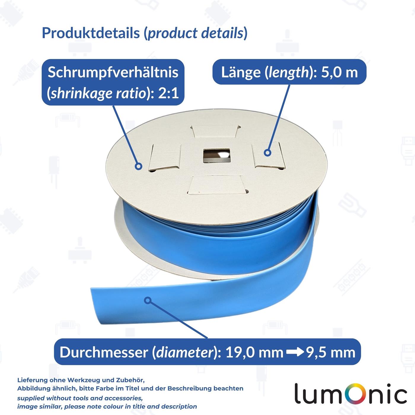 5m Schrumpfschlauch Box 2:1 19 -> 9,5mm Rot