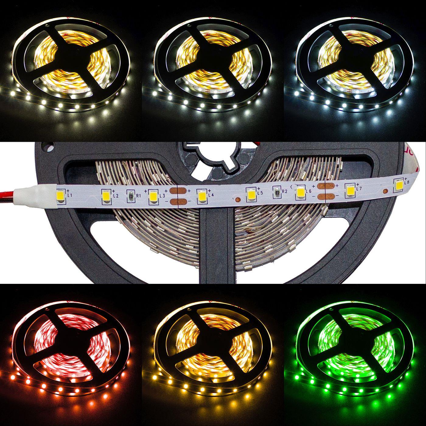 5m (500cm) LED Streifen Band Leiste 12V Warm Weiß 3000K IP20 300LEDs 60LED/m SMD3528