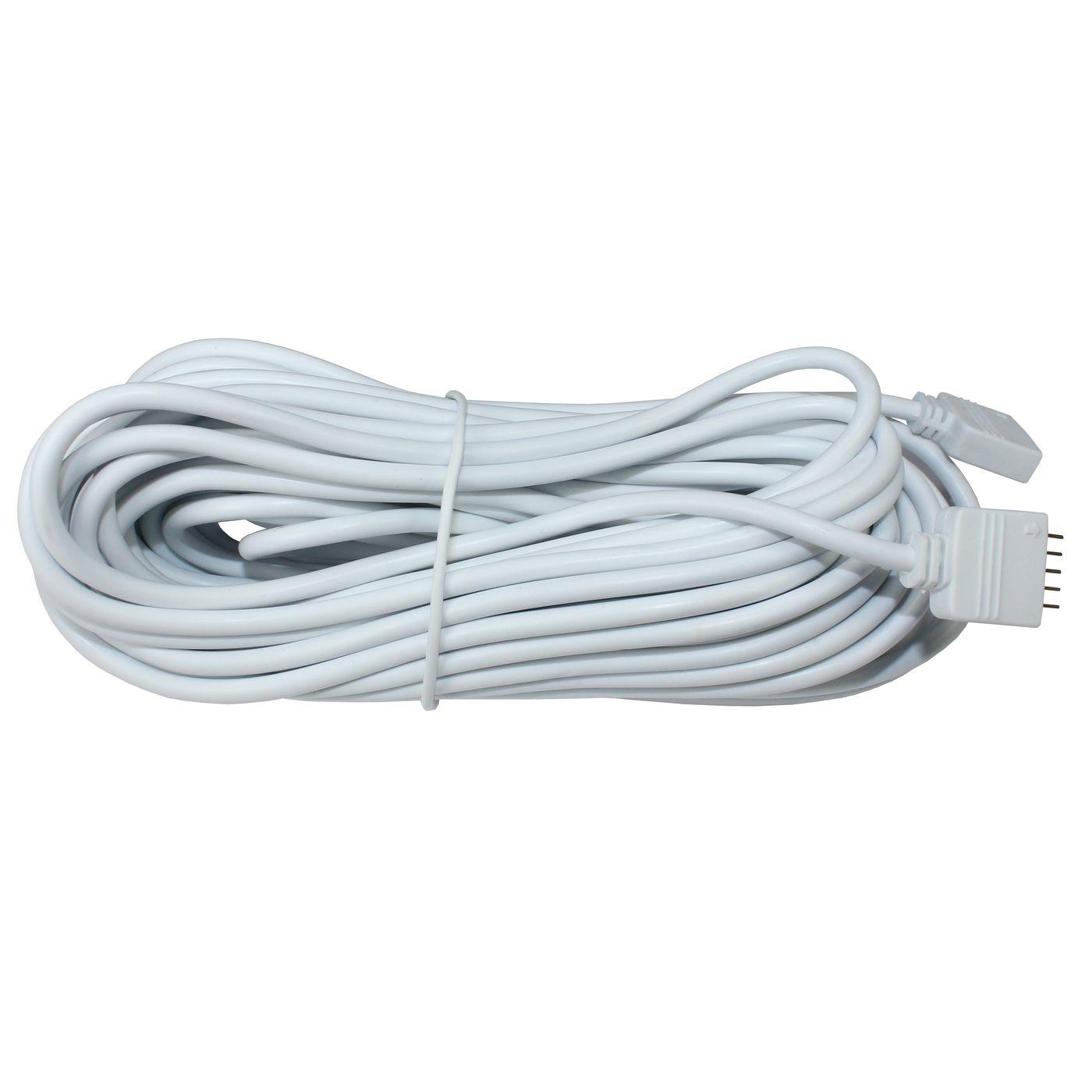 10m RGBW LED Verlängerungskabel Steckverbinder 5 Pin Buchse + 5 Pin Stecker 16x6mm Weiß