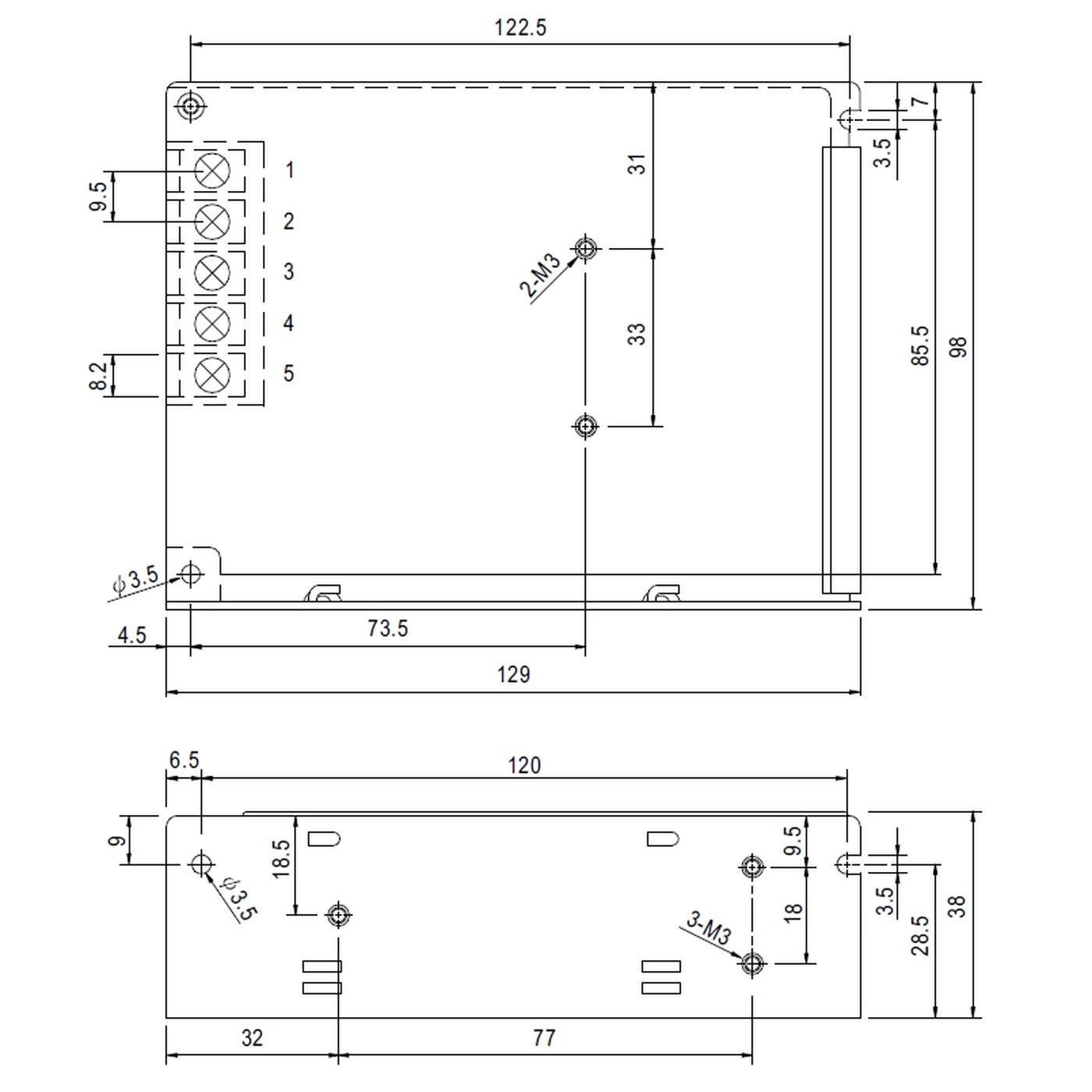 RS-75-5 60W 5V 12A Industrielles Netzteil