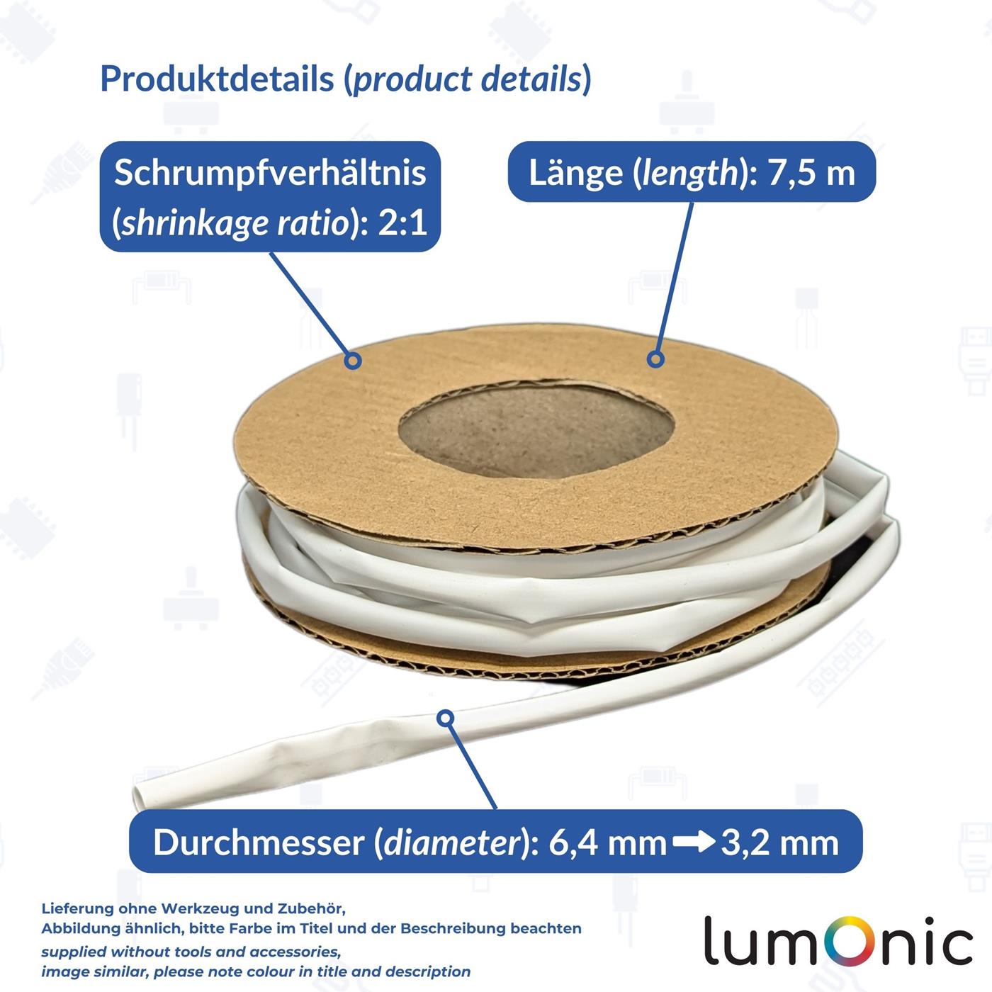 7,5m Schrumpfschlauch Box 2:1 6,4 -> 3,2mm Transparent