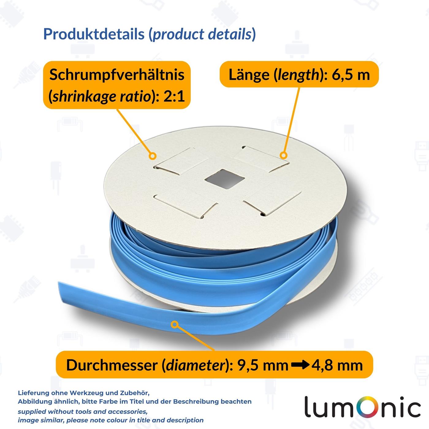 6,5m Schrumpfschlauch Box 2:1 9,5 -> 4,8mm Gelb