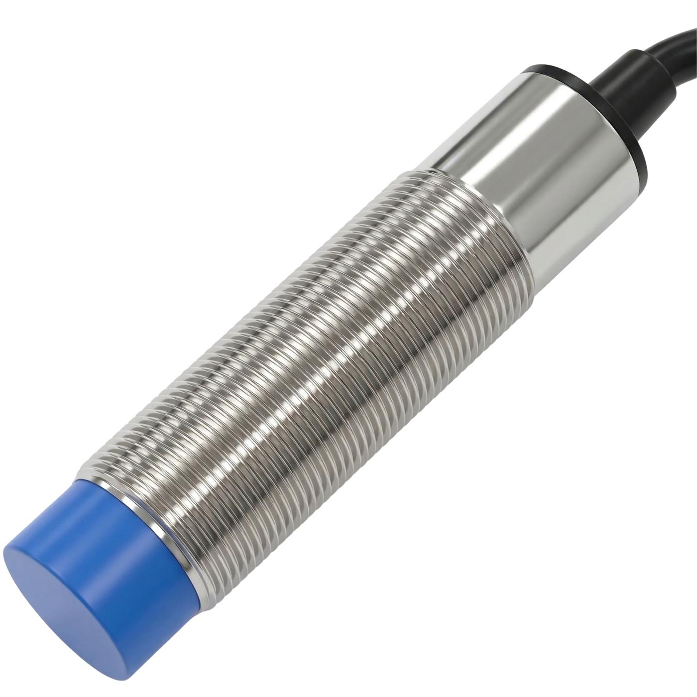 Näherungsschalter , M12 ?12mm, 6…36V DC, Schließer, NPN, IP67, Erfassungsbereich < 2mm, Näherungssensor aus Messing, vernickelt, Endschalter mit offenem Kabelende