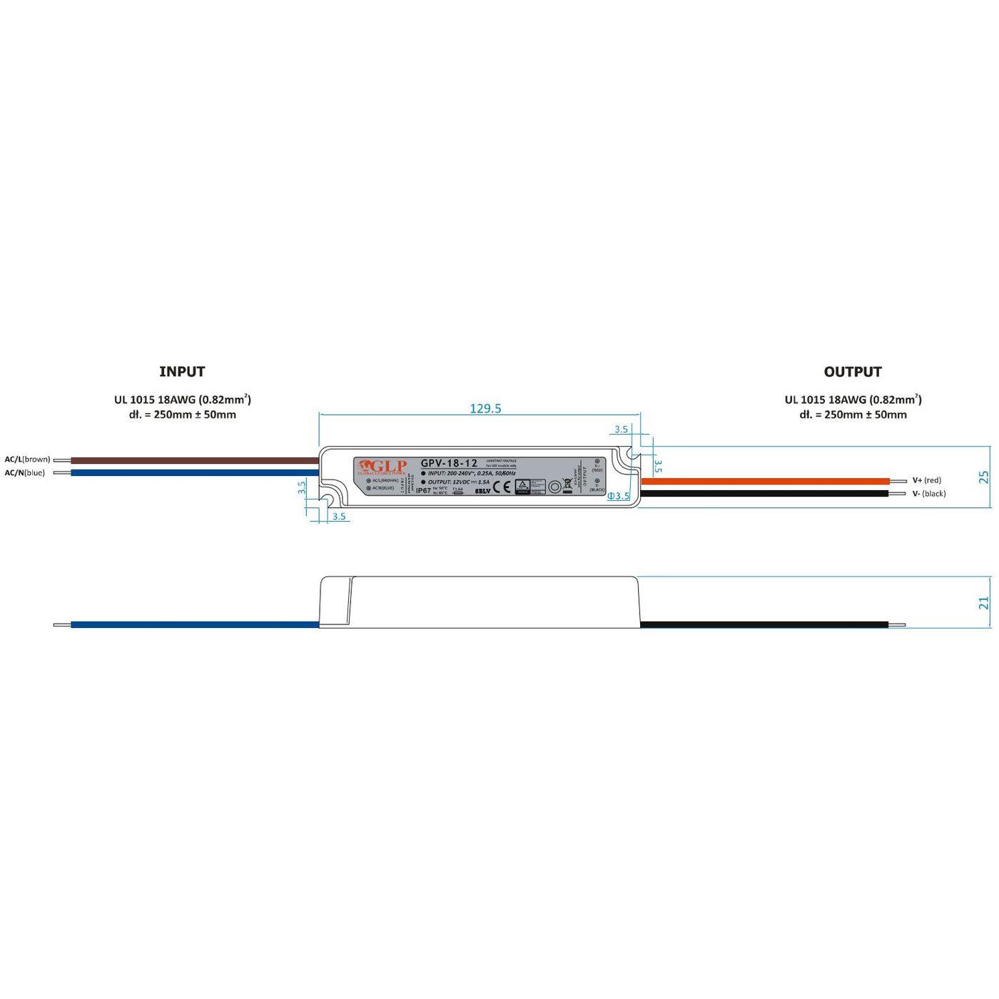 GPV-18-24 18W 24V 0,75A LED Netzteil Trafo Treiber IP67