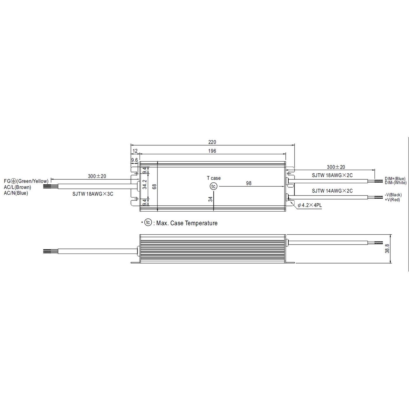 HLG-100H-24B 96W 24V 4A LED Netzteil Trafo Treiber IP67 Dimmbar 0-10V PWM
