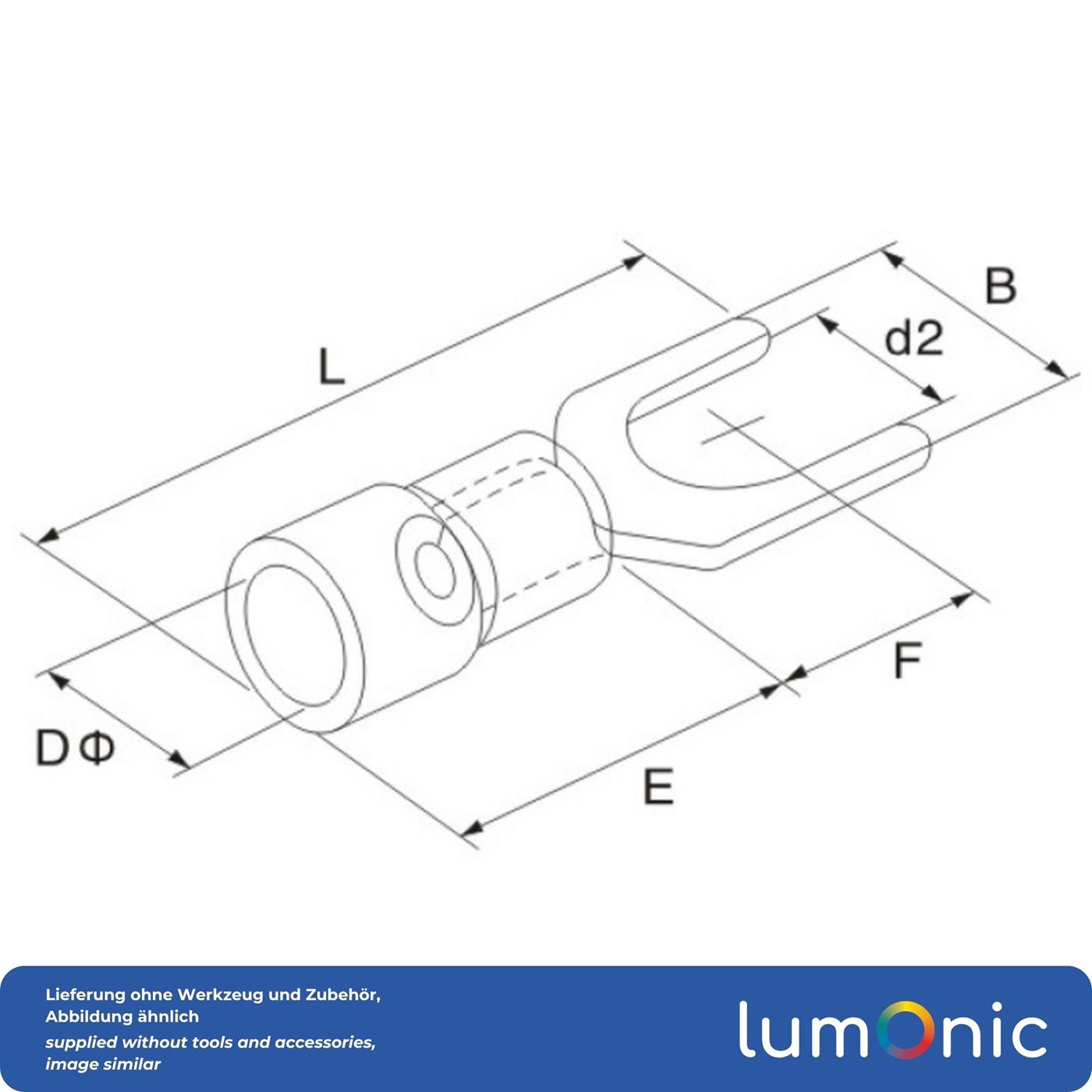 25x Gabelkabelschuh teilisoliert 1,5-2,5mm² Lochdurchmesser M5 Blau Ringzunge Kupfer verzinnt