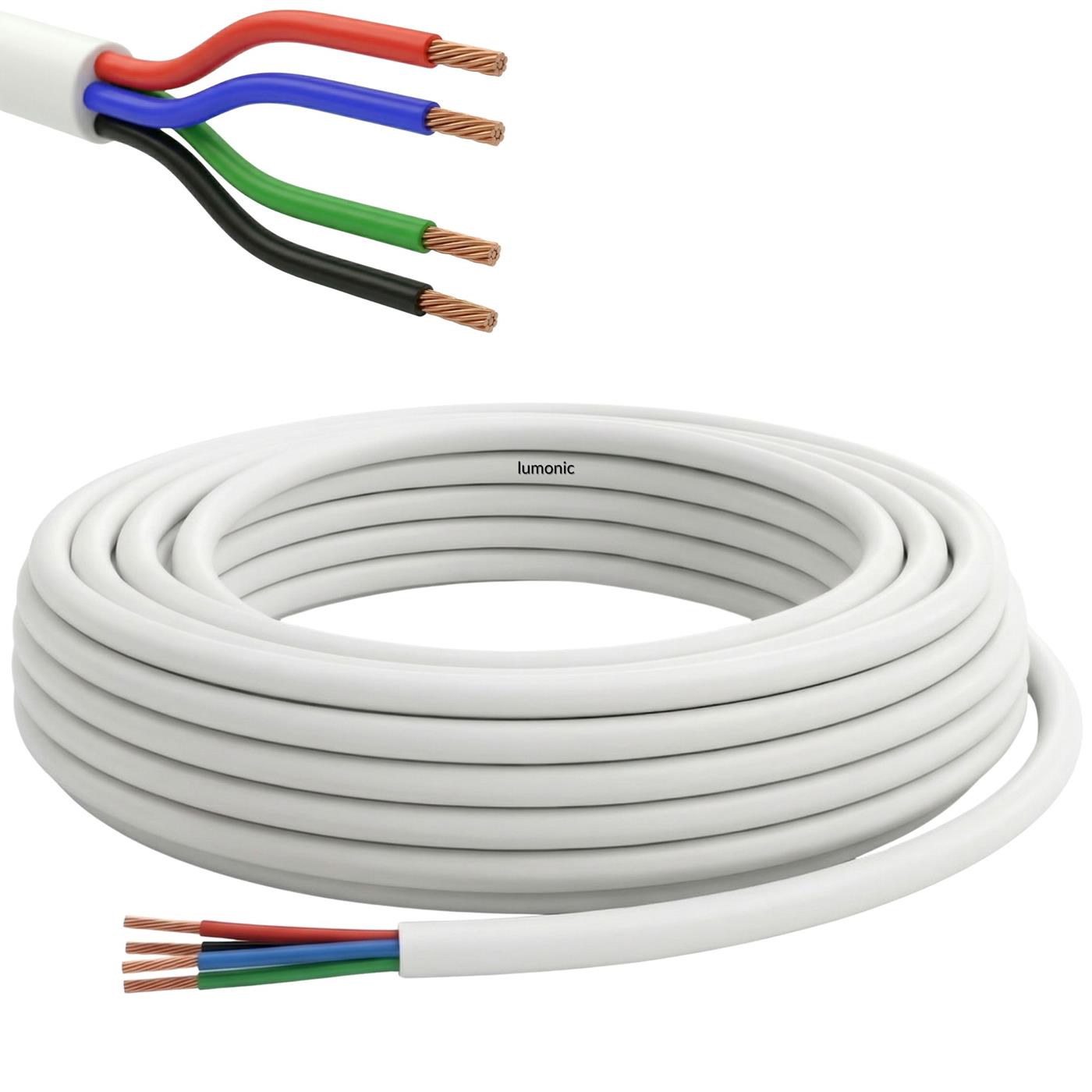 1m RGB LED Steuerleitung 4x 0,34mm² LiYY Verlängerung 4 adrig Stromkabel Weiß