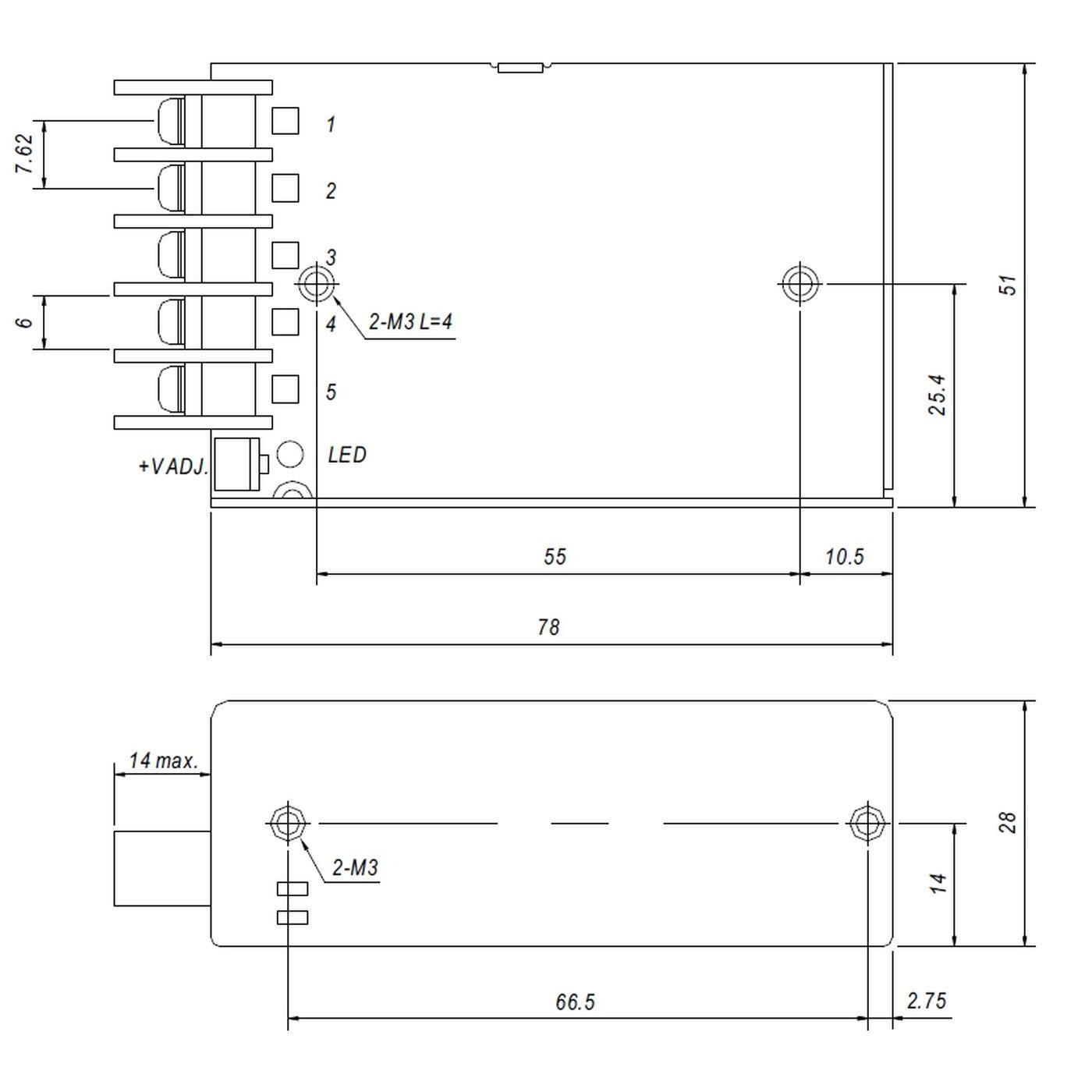 RS-25-48 25W 48V 0,57A Industrielles Netzteil
