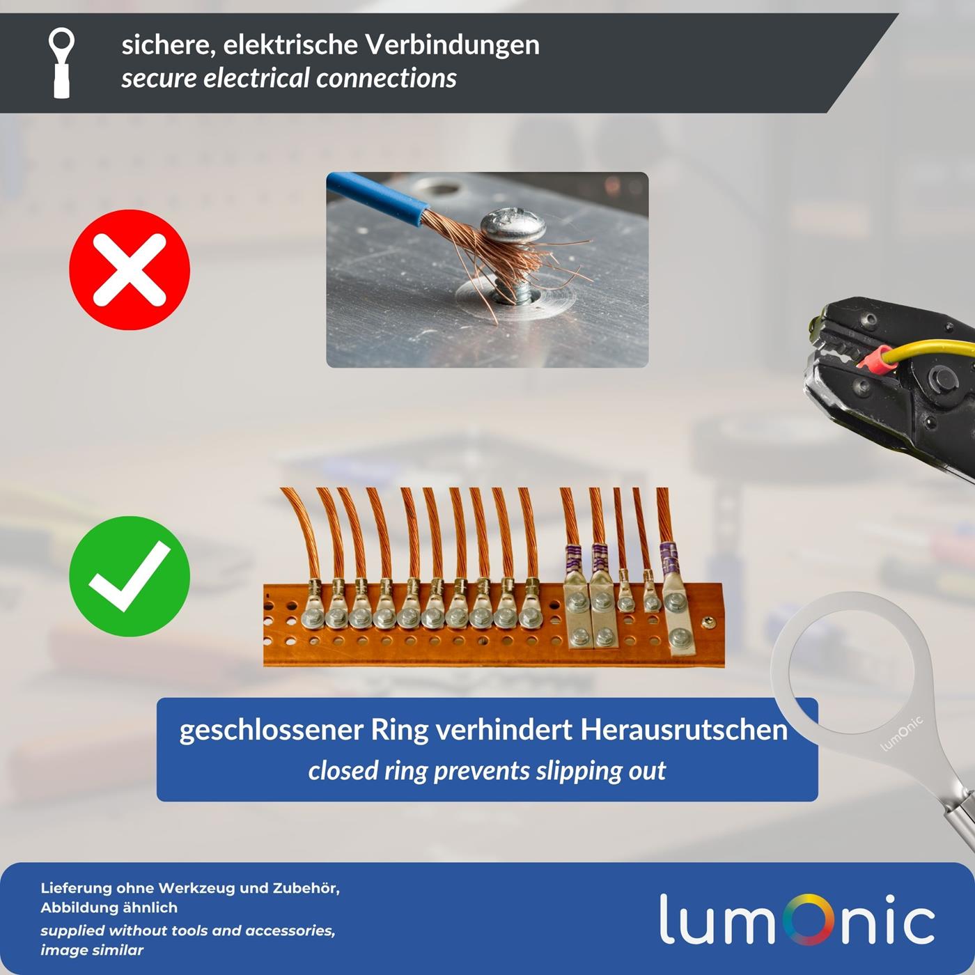 10x Ringkabelschuh blank 70-95mm² Lochdurchmesser M10 Ringzunge Kupfer verzinnt