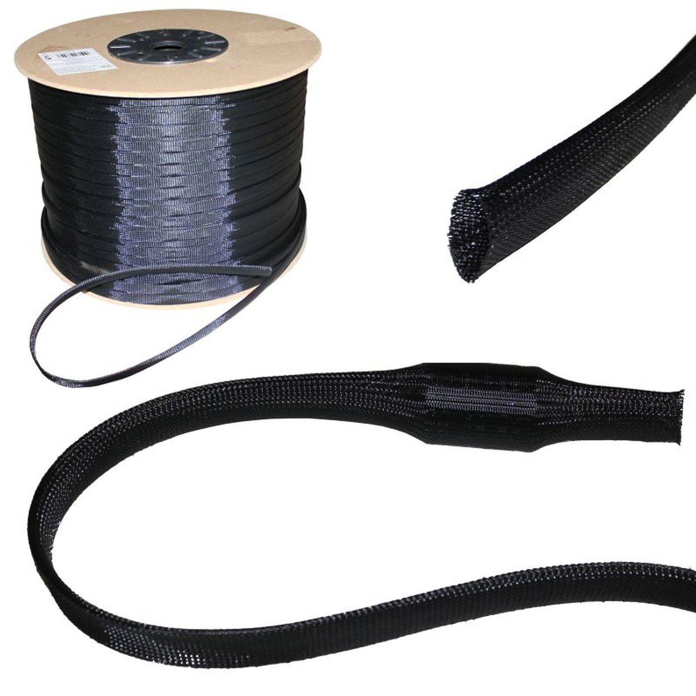 10m Gewebeschlauch 50mm (40-65mm) Geflechtschlauch Kabelschutz Polyester