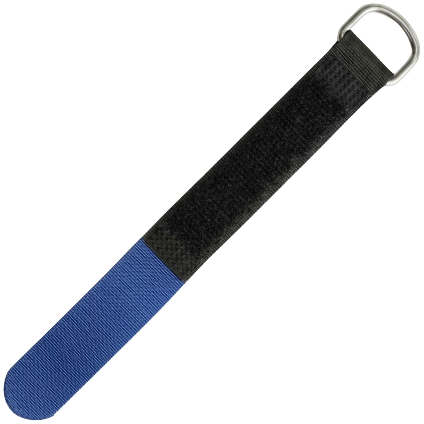 Lumonic 10 Stück Klettkabelbinder schwarz / blau, 300x20mm, gekreuzt, robuste Metallöse, Kabelklett mehrfach wiederverwendbar, einfaches Kabelmanagement und Ordnung
