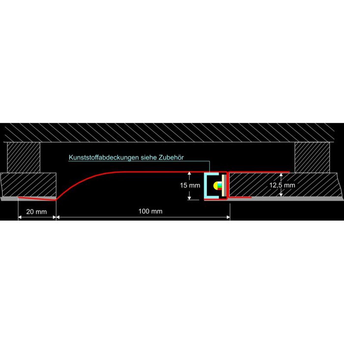 2m LED Trockenbauprofil R10-F mit Reflektor-Sichtschenkel für Gipskartonplatten Stahl Zinkblech