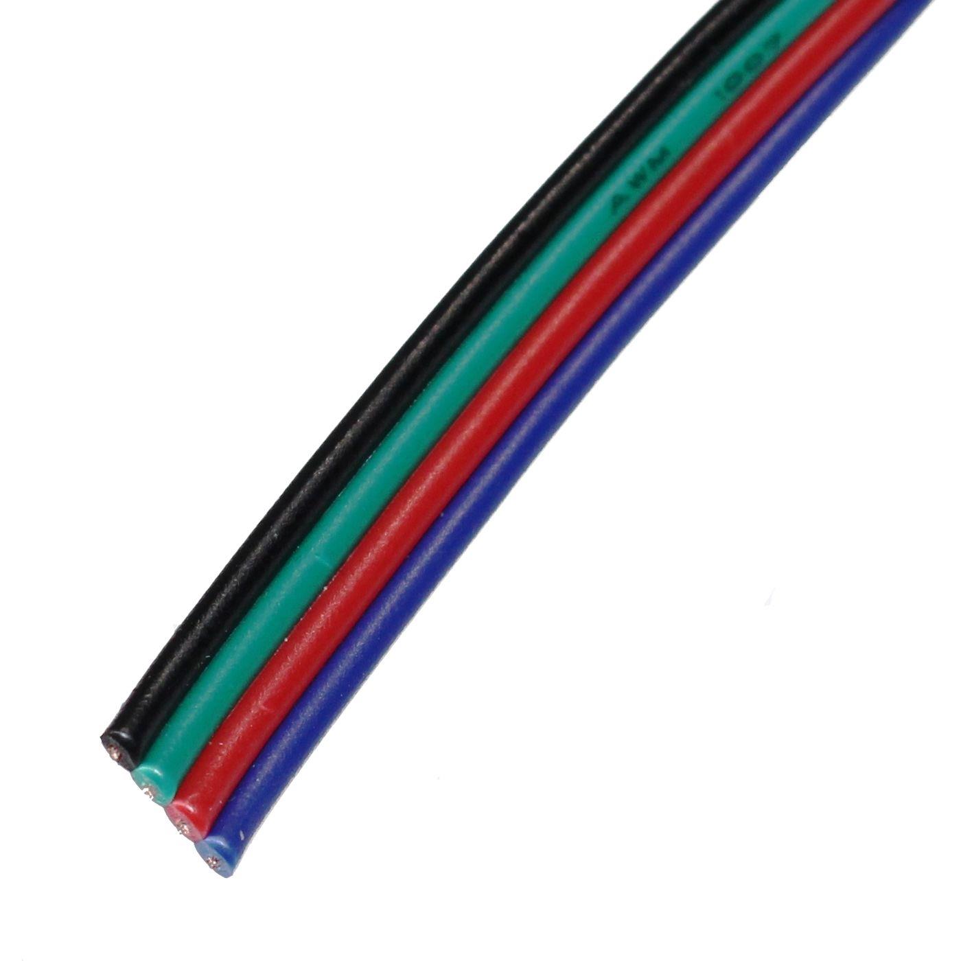 20m RGB LED Verlängerungskabel Flachleitung Rot Grün Blau Schwarz