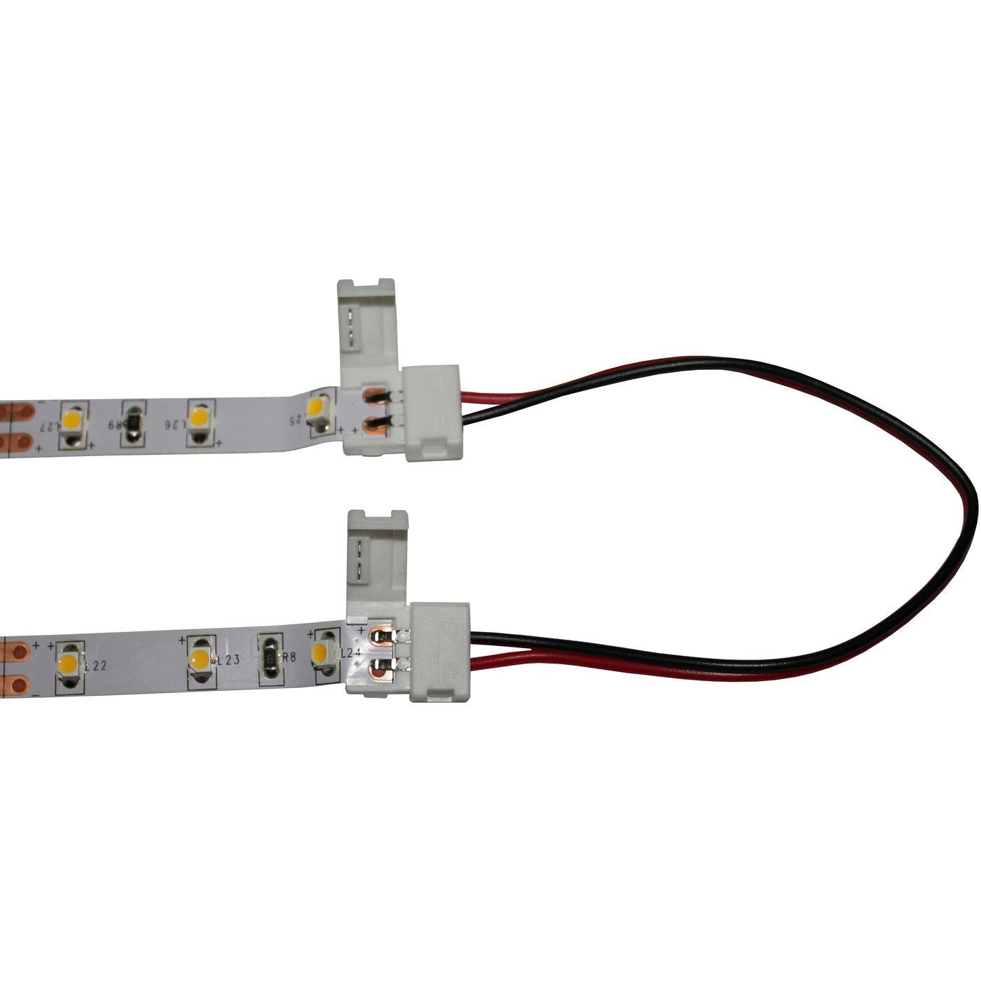 15cm LED Clip Verbinder mit Kabel für 8mm LED Streifen 13x5mm 2-Pin; einfarbig