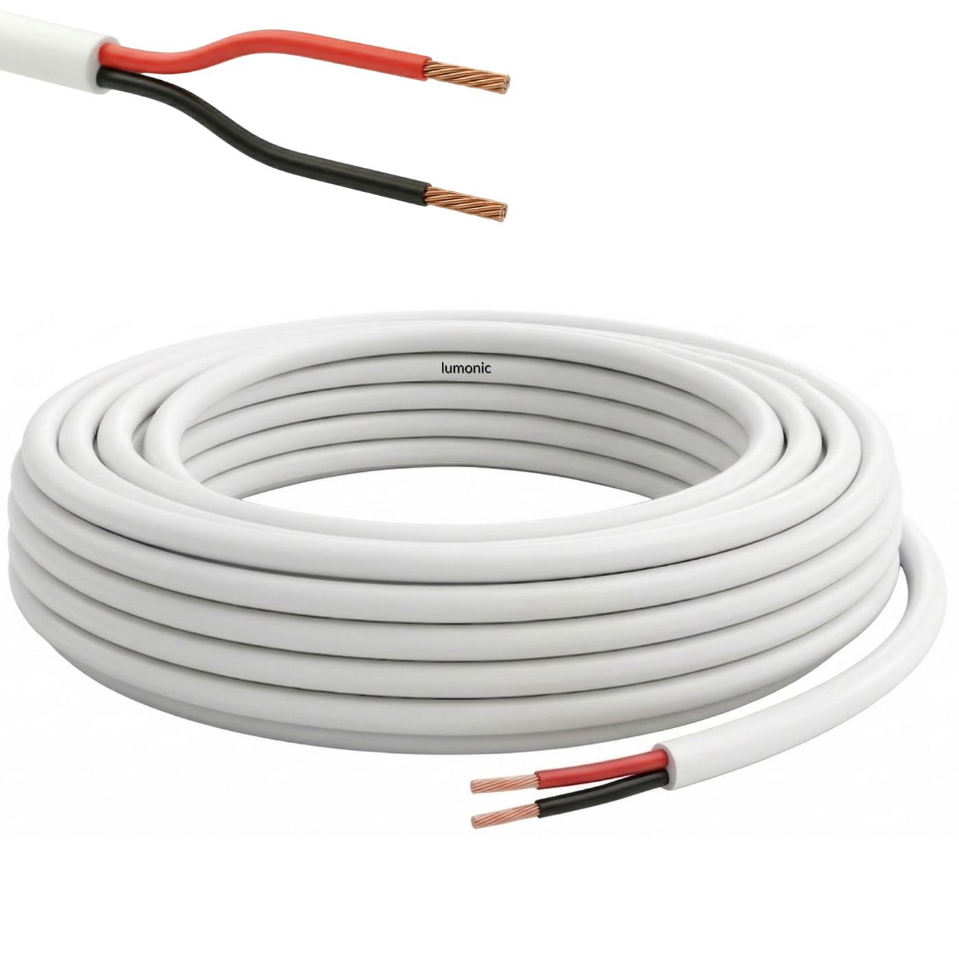 1m LED Steuerleitung 2x 0,34mm² LiYY Verlängerung 2 adrig Stromkabel Weiß