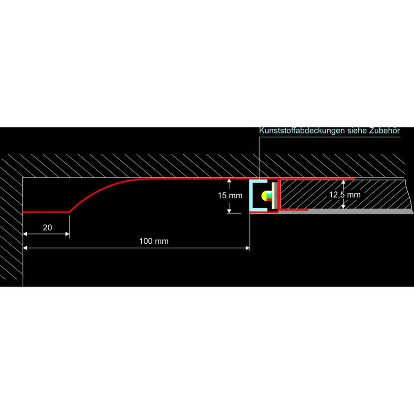 2m LED Trockenbauprofil R10-R mit Reflektor-Sichtschenkel für Gipskartonplatten Stahl Zinkblech