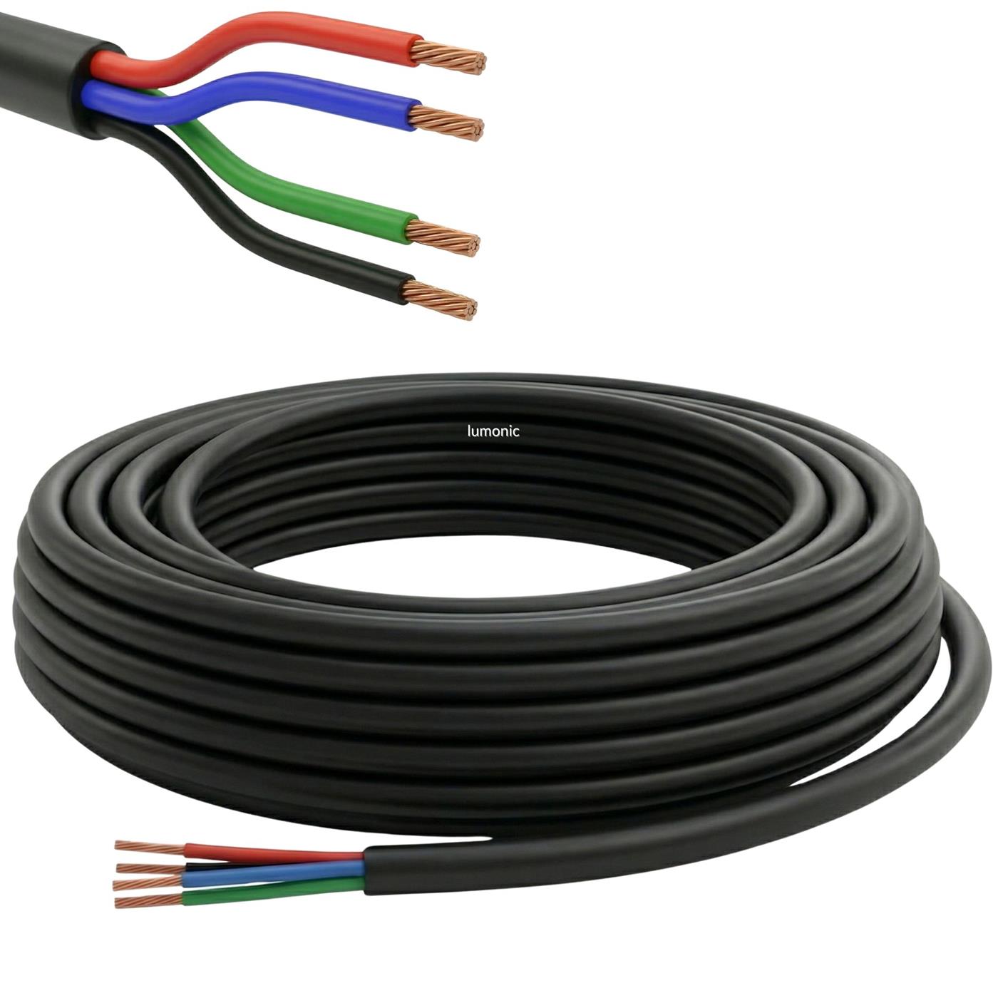 1m RGB LED Steuerleitung 4x 0,34mm² LiYY Verlängerung 4 adrig Stromkabel Schwarz UV beständig