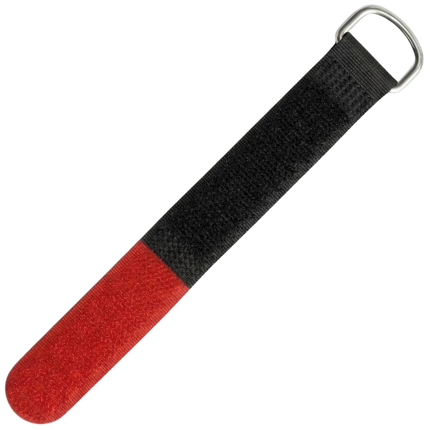 Lumonic 10 Stück Klettkabelbinder schwarz / rot, 200x20mm, normal, robuste Metallöse, Kabelklett mehrfach wiederverwendbar, einfaches Kabelmanagement und Ordnung