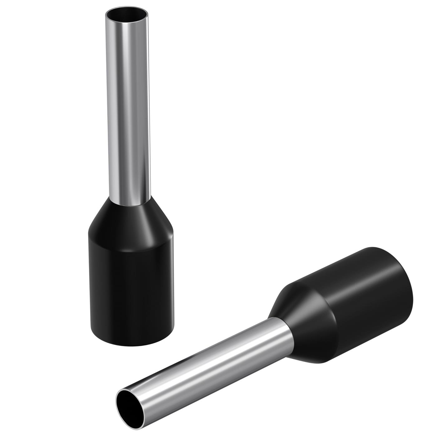 100x Aderendhülse isoliert 1,5mm² Schwarz Kupfer verzinnt 1,7x8mm Hülse