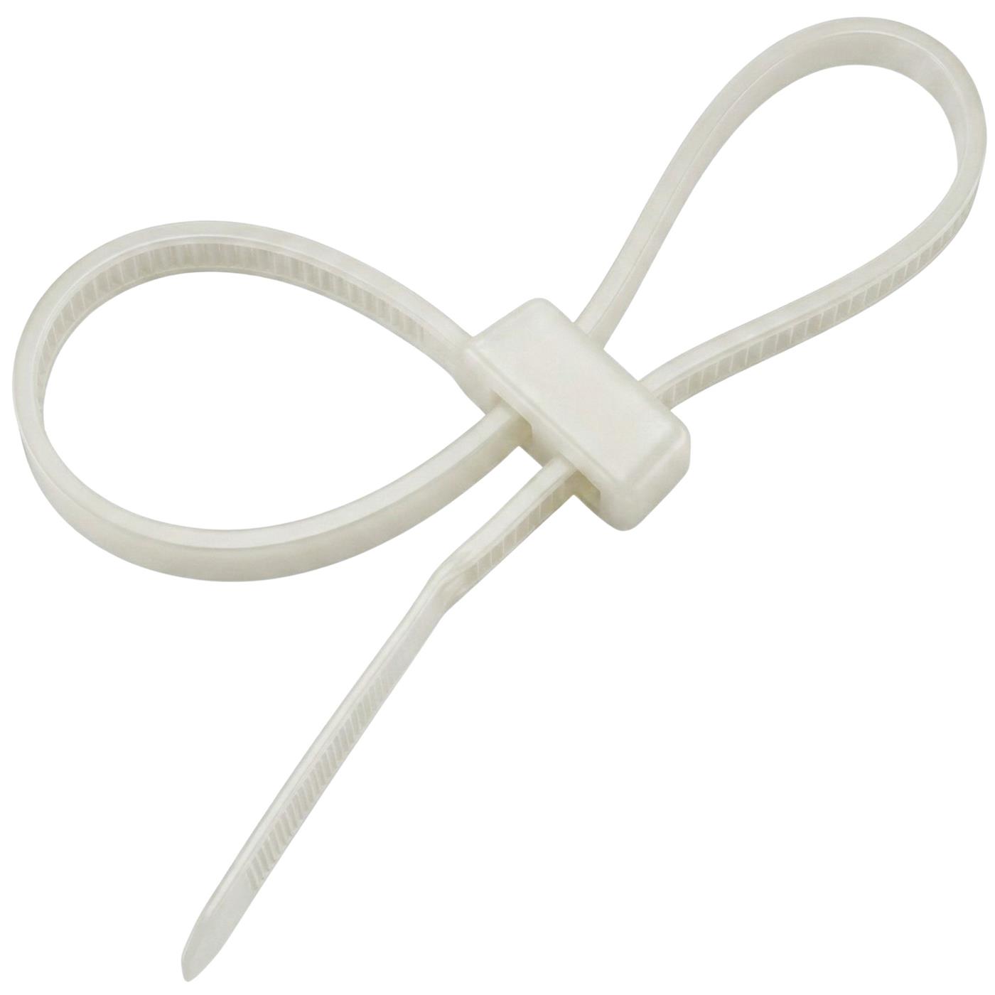 100 Stück Kabelbinder Doppelschlaufe Weiß, 300 × 4,8mm, bis 22kg Zugfestigkeit, Nylon PA6.6, Zwei Bündel an einem Fixpunkt, Kabelmanagement, Industrie, Haushalt