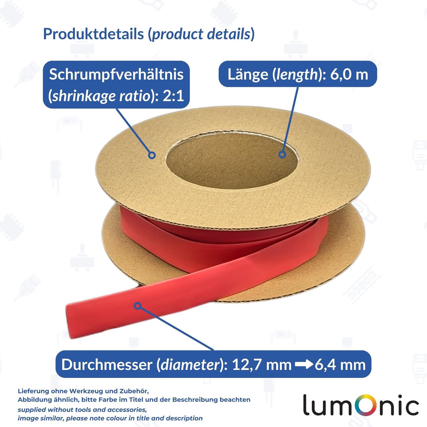 6m Schrumpfschlauch Box 2:1 12,7 -> 6,4mm Transparent