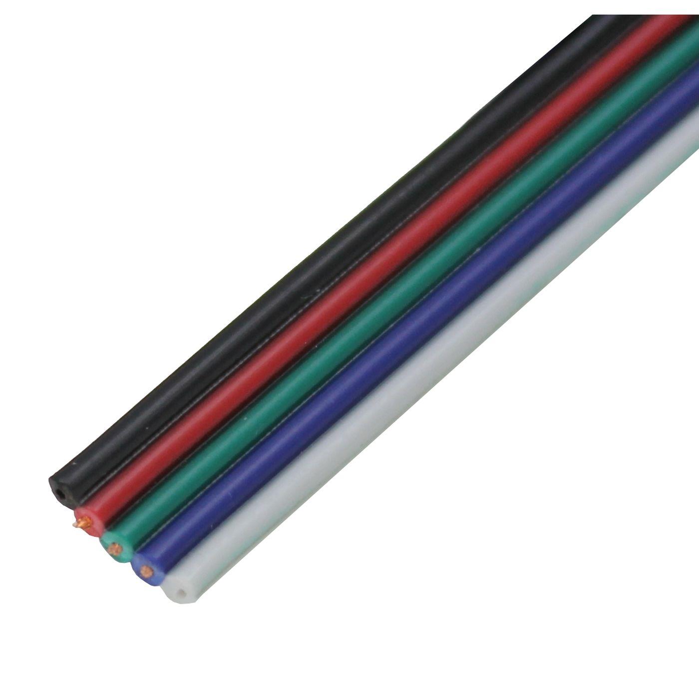 10m RGBW LED Verlängerungskabel Flachleitung Rot Grün Blau Weiß Schwarz