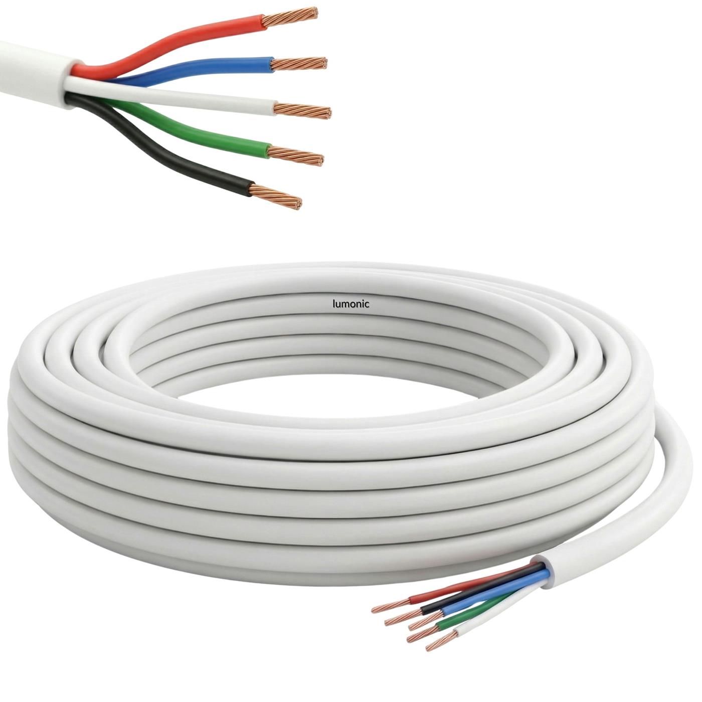 1m RGBW LED Steuerleitung 5x 0,34mm² LiYY Verlängerung 5 adrig Stromkabel Weiß