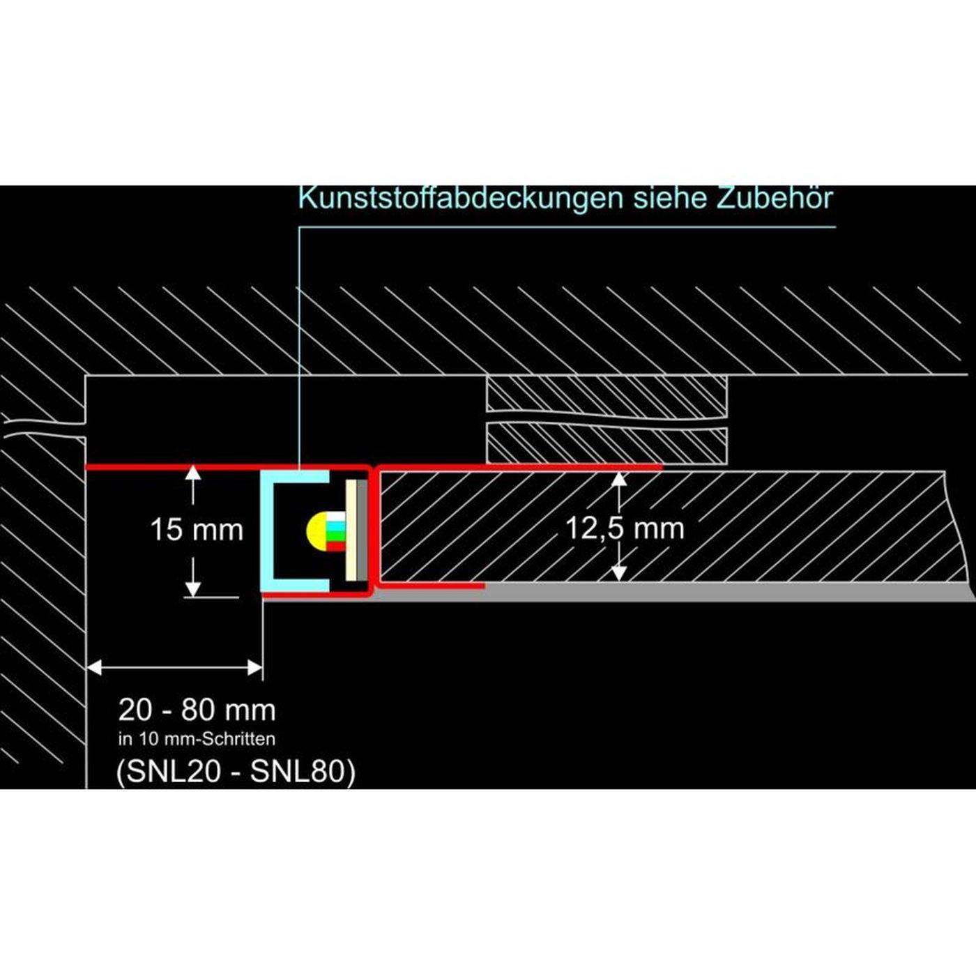 2m LED Trockenbauprofil SNL 70mm Sichtschenkel für Gipskartonplatten Stahl Zinkblech