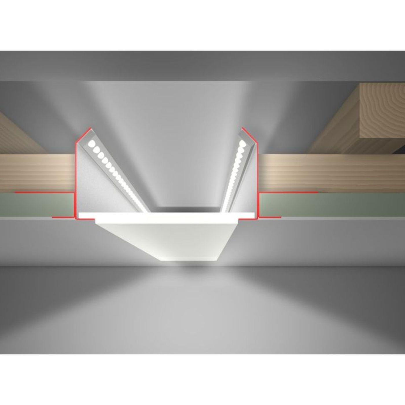 2m LED Trockenbauprofil ADD für Voutenbeleuchtung 80mm Sichtschenkel Stahl Zinkblech