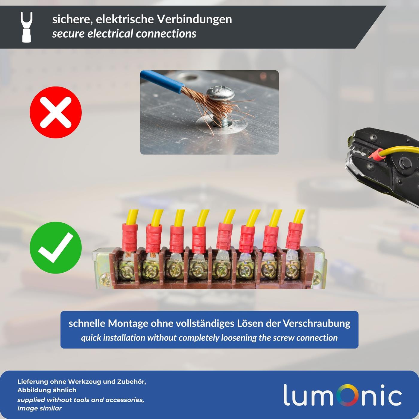 25x Gabelkabelschuh teilisoliert 0,5-1,5mm² Lochdurchmesser M3 Rot Ringzunge Kupfer verzinnt