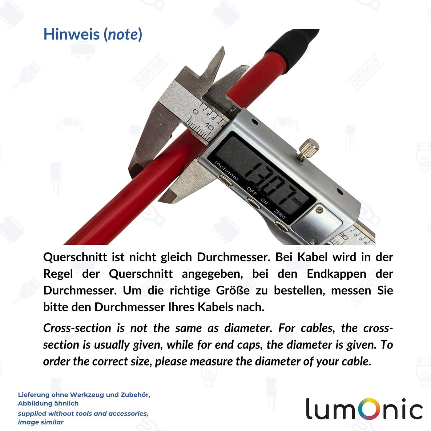Warmschrumpf Endkappe mit Kleber 35 -> 18mm schwarz Verhältnis 3:1 vernetztes Polyolefin Schrumpfkappe für Kabel, Rohre und Seile