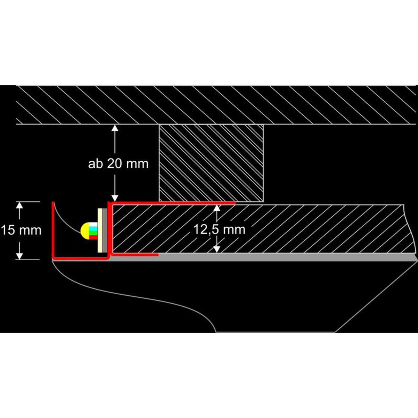 2m LED Trockenbauprofil DSL flex für schwebende Flächen für Gipskartonplatten Stahl Zinkblech