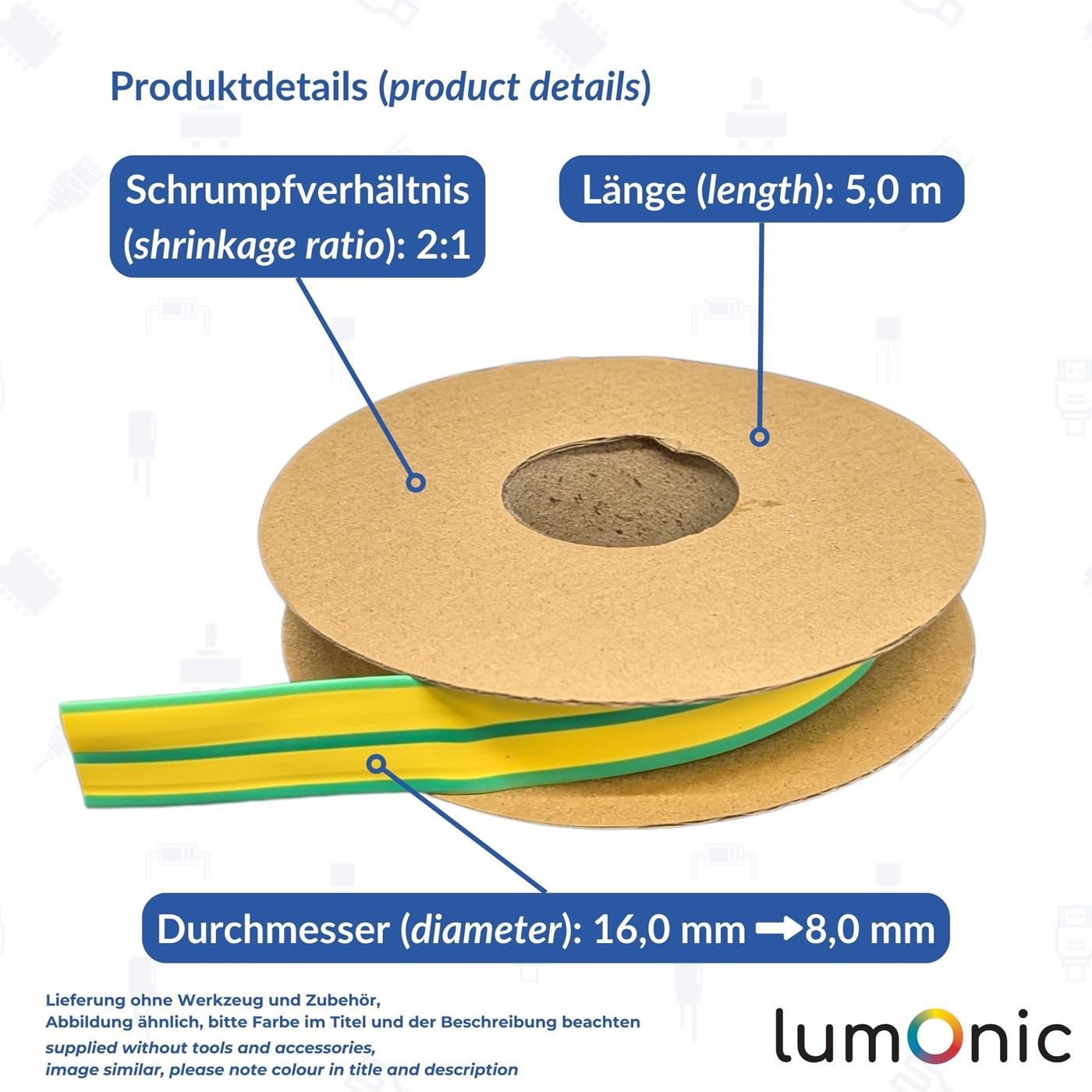 5m Schrumpfschlauch Box 2:1 16 -> 8mm Rot