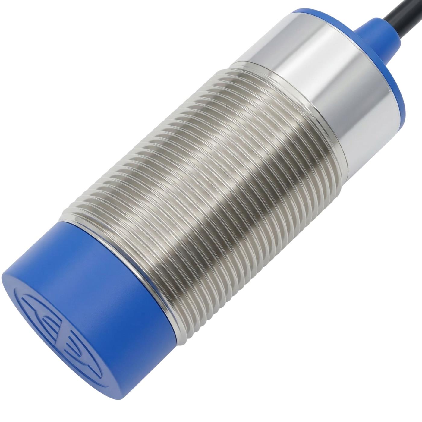 Näherungsschalter , M30 ?30mm, 6…36V DC, Schließer, NPN, IP67, Erfassungsbereich < 15mm, Näherungssensor aus Messing, vernickelt, Endschalter mit offenem Kabelende
